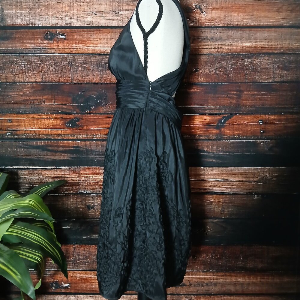 Davids Bridal Dress 10 Black Formal Halter Cross Back Full Embellished - Picture 6 of 10